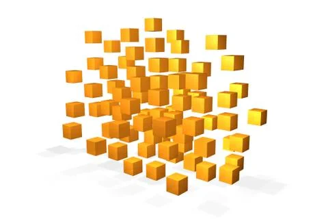 Floating yellow cubes Illustrazione stock