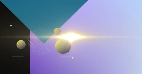 Floating yellow-green sphere emitting horizontal lens flare in studio, with 스톡 일러스트