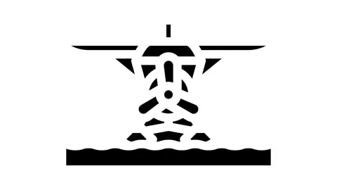 Floatplane airplane aircraft glyph icon animation Stock Footage 326747454