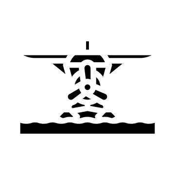 Floatplane airplane aircraft glyph icon vector illustration Stock Illustration