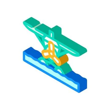 Floatplane airplane aircraft isometric icon vector illustration Stock Illustration