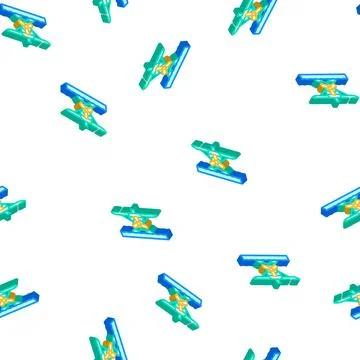 Floatplane airplane aircraft isometric icon seamless pattern Stock Illustration