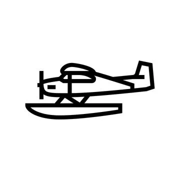 Floatplane airplane aircraft line icon vector illustration Stock Illustration