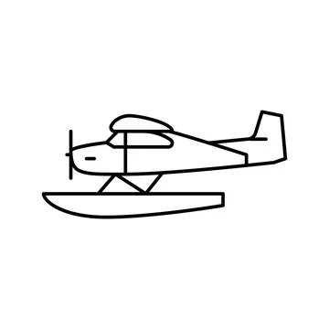 Floatplane airplane aircraft line icon vector illustration Stock Illustration