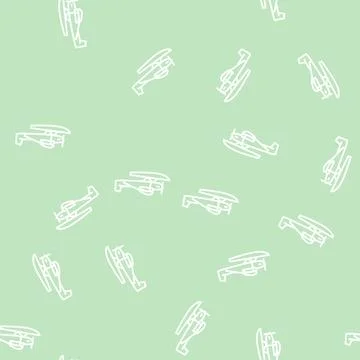 Floatplane airplane aircraft line seamless pattern Stock Illustration