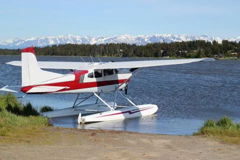 Floatplane on an Alaskan lake Stock Photos