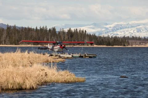 Floatplane on an alaskan lake Stock Photos