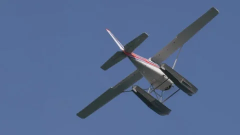 Floatplane Fly Blue Sky Close Up Video stock 93322166