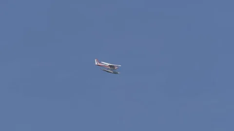Floatplane Fly Blue Sky Video stock 93322129