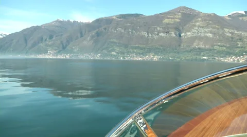 Floatplane flying above boat on Como lake  Stock Footage 41685412