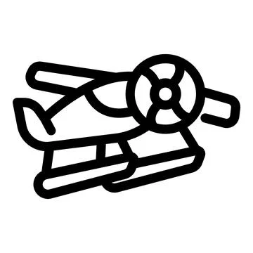 Floatplane flying with rotating propeller, side view Stock Illustration