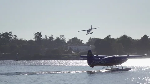 Floatplane Lands in Victoria, Canada Stock Footage 58718119