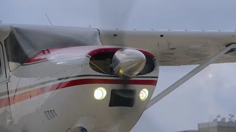 Floatplane - light aircraft with floats and spinning propeller: slow motion Stock Footage 285348873