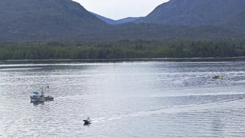 Floatplane taking off from the sea at Ketchikan, Alaska, USA Stock Footage 78516756