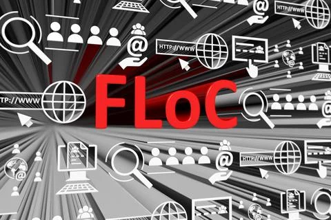 FLoC concept blurred background 3d render illustration Stock Illustration