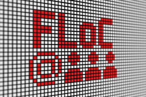 FLoC text scoreboard blurred background 3d illustration Stock Illustration
