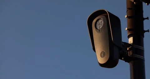 Flock Artificial Intelligence Security Camera Sunset Stock Footage 340419690
