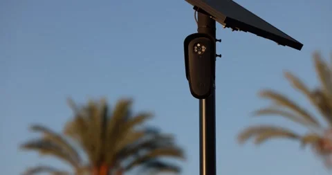 Flock Artificial Intelligence Security Camera Sunset Stock Footage 340430159