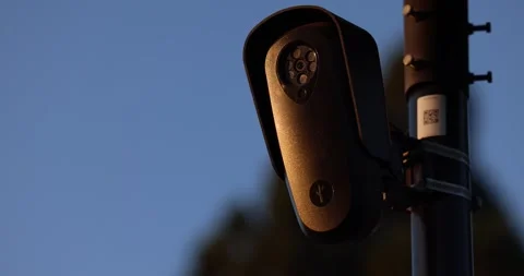 Flock Artificial Intelligence Security Camera Sunset Stock Footage 340430363