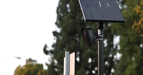 Flock Artificial Intelligence Security Camera Sunset Stock Footage 340430433