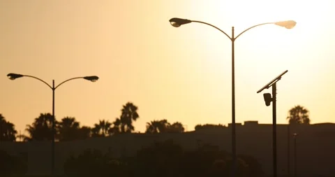 Flock Artificial Intelligence Security Camera Sunset Stock Footage 340430524