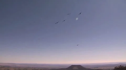 Flock of Birds Flying High Over the Grand Canyon 스톡 동영상 18990918