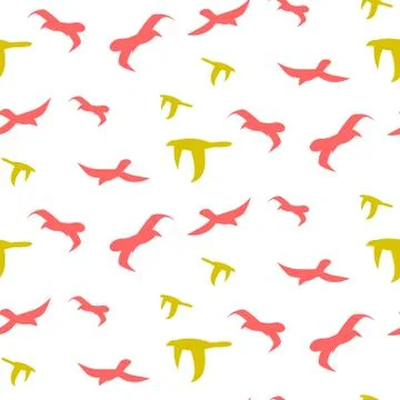 Flock of birds seamless vector pattern Stock Illustration