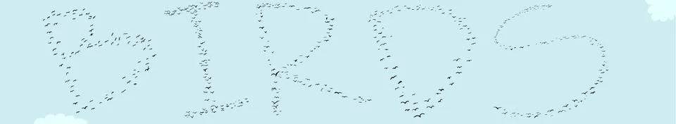 Flock of Birds in Sky Stock Illustration