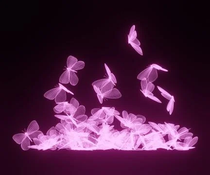 A flock of butterflies fall Stock Illustration