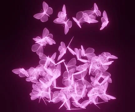 A flock of butterflies fall Stock Illustration