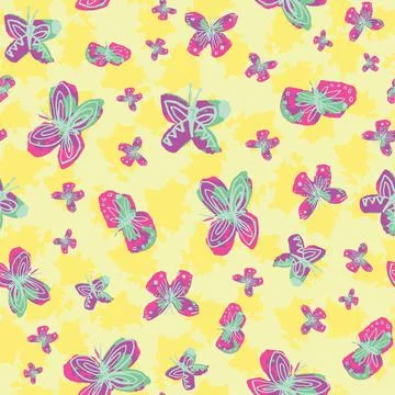 A flock of colorful butterflies vector pattern Stock Illustration
