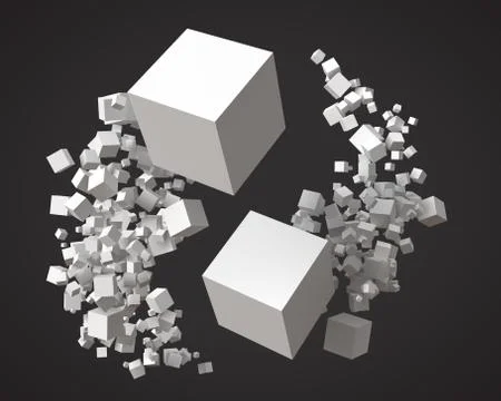 Flock of cubes, rotating around each other. 3d style vector illustration Stock Illustration