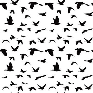 Flock of doves seamless pattern Stock Illustration