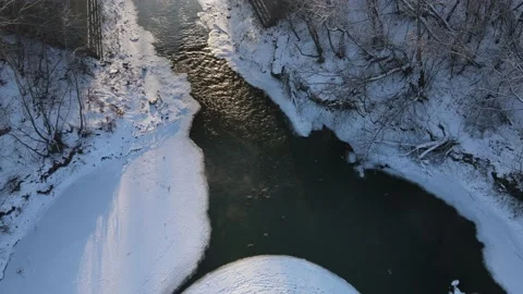 A flock of ducks wintering on a Siberian river Stock Footage 144425135
