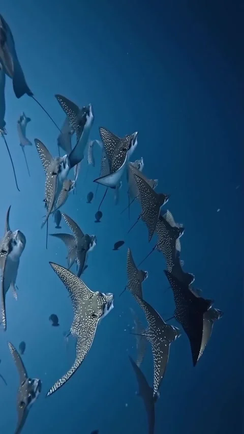 Flock of eagle rays in the ocean Stock Footage 332585027