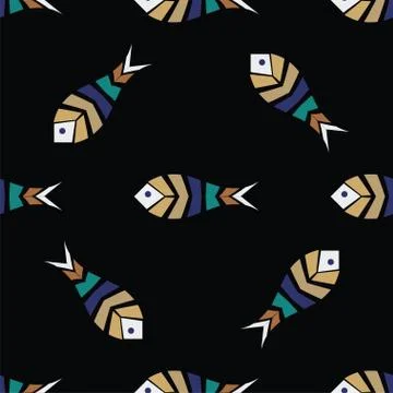 Flock of fish mosaic seamless pattern Illustrazione stock