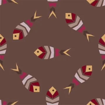 Flock of fish mosaic seamless pattern Stock Illustration