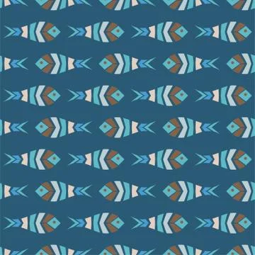 Flock of fish mosaic seamless pattern Stock-Illustration