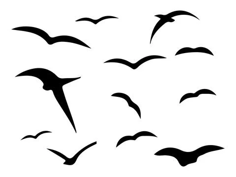 A Flock of Flying Birds Abstract vector illustration of flying birds Stock Illustration