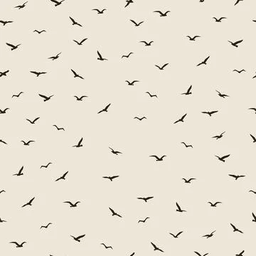 A flock of flying birds flight in different positions pattern. Wild animals m Stock Illustration