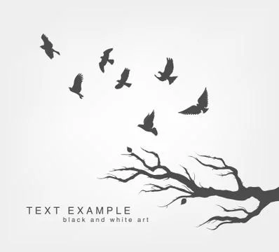 Flock of flying birds Stock Illustration