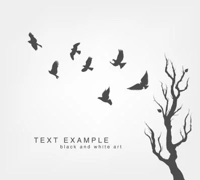 Flock of flying birds Stock Illustration