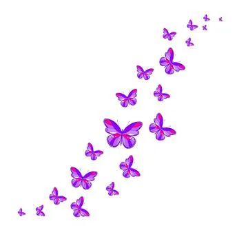 A flock of flying butterflies. Decoration for a postcard, packaging, website Stock Illustration