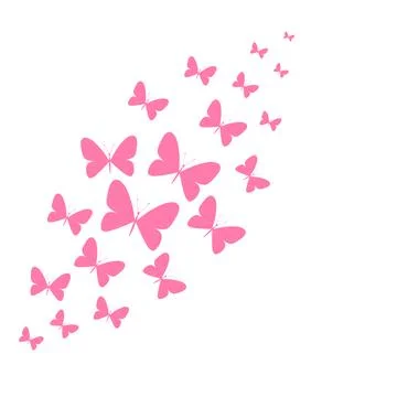 A flock of flying butterflies. Decoration for a postcard, packaging, website Stock Illustration