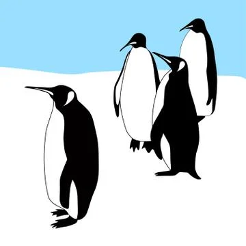 Flock of penguins Stock Illustration