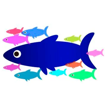 Flock of sea fish Stock Illustration