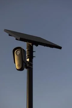Flock Security Camera Sunset Stock Photos