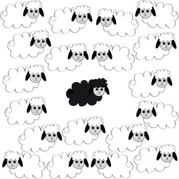 Flock of sheep. Stock Illustration