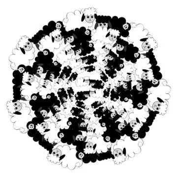 Flock of sheep isolated on white backgroundFlock of sheep in ring  isolated o Illustrazione stock
