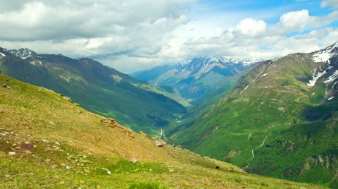 A flock of sheep in the mountains valley. Timelapse Stock Footage 44182466